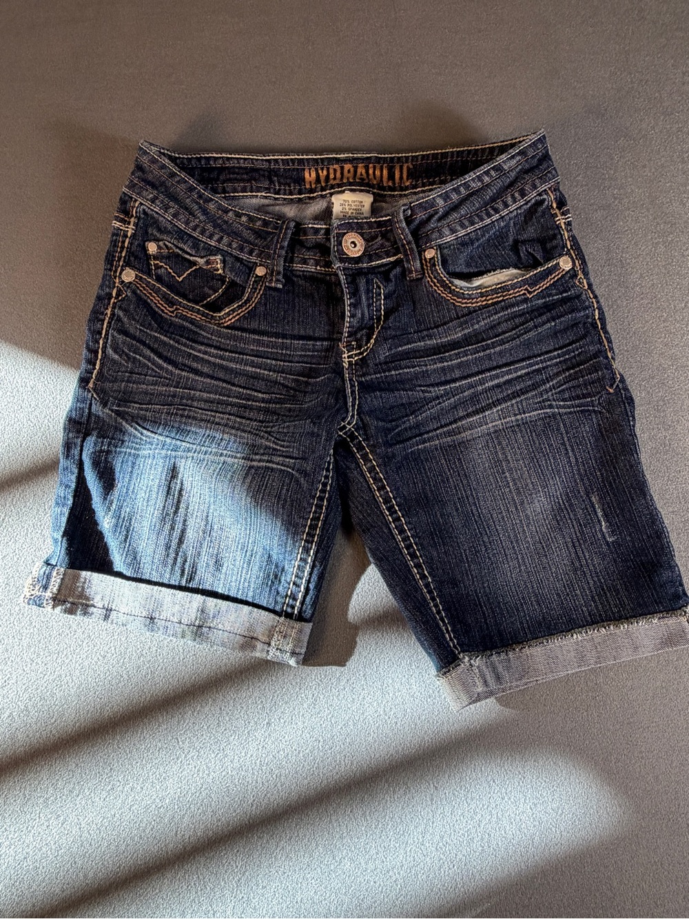 Hydraulic Women's Dark Blue Rolled Cuff Denim Shorts